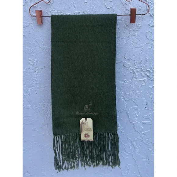 New Alpaca Camargo Scarf Rectangle Fringe Neck Warmer Multifunctional Army Green - Picture 2 of 12